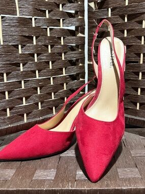 JustFab Brit Pointed Toe High Slingback Slip-on Suede Dress Pumps Size 8.5